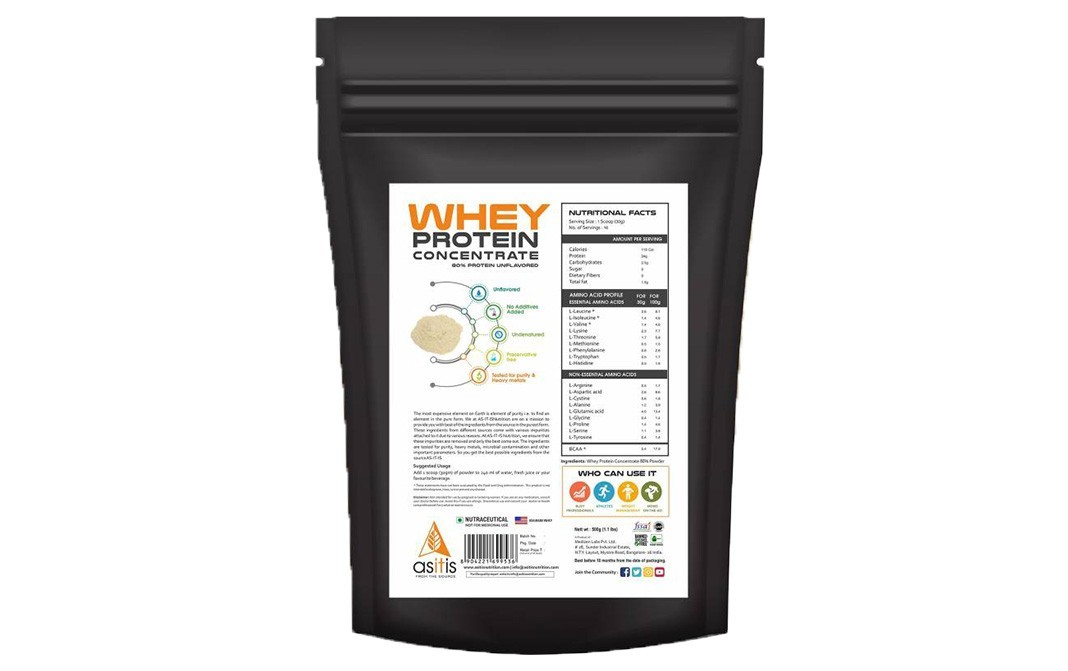 Asitis Whey Protien Comcentrate    Pack  500 grams